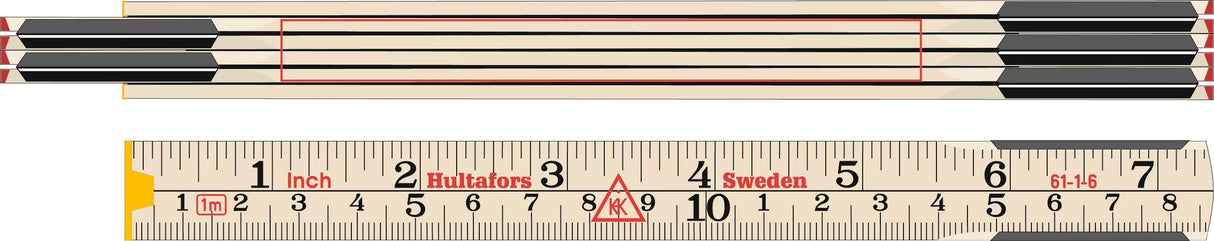 Tumstock med profiltryck – 1 m, mm och tum